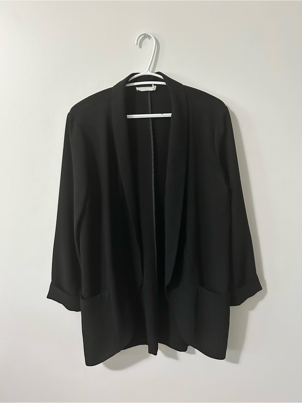 Black Flowy Cardigan Blazer with 3/4 Sleeves